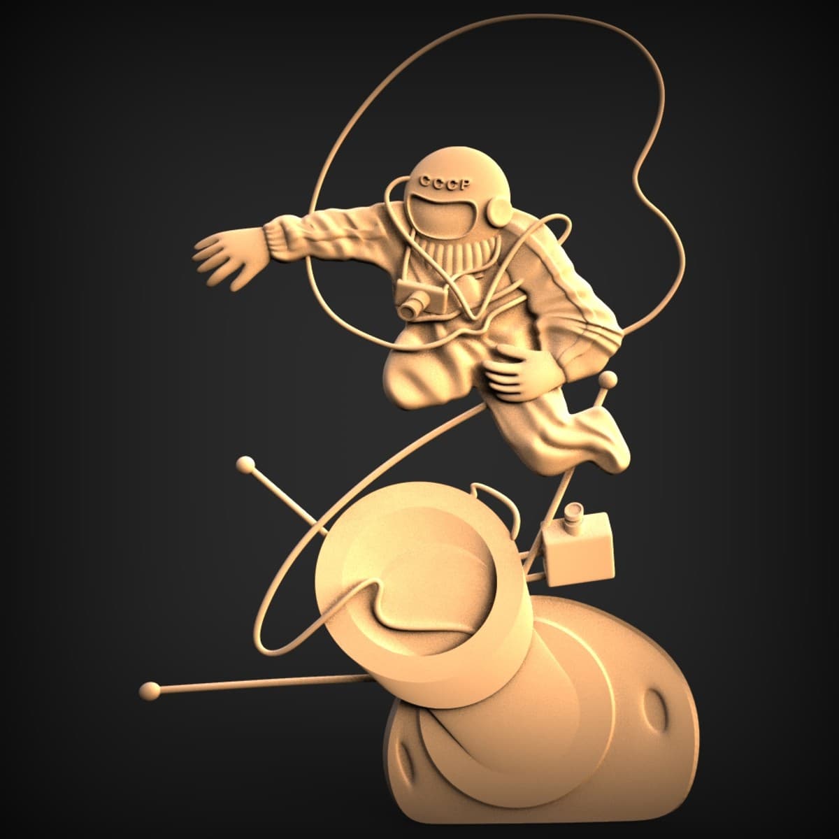 Cosmonaut Spacewalk Sputnik Sculpture