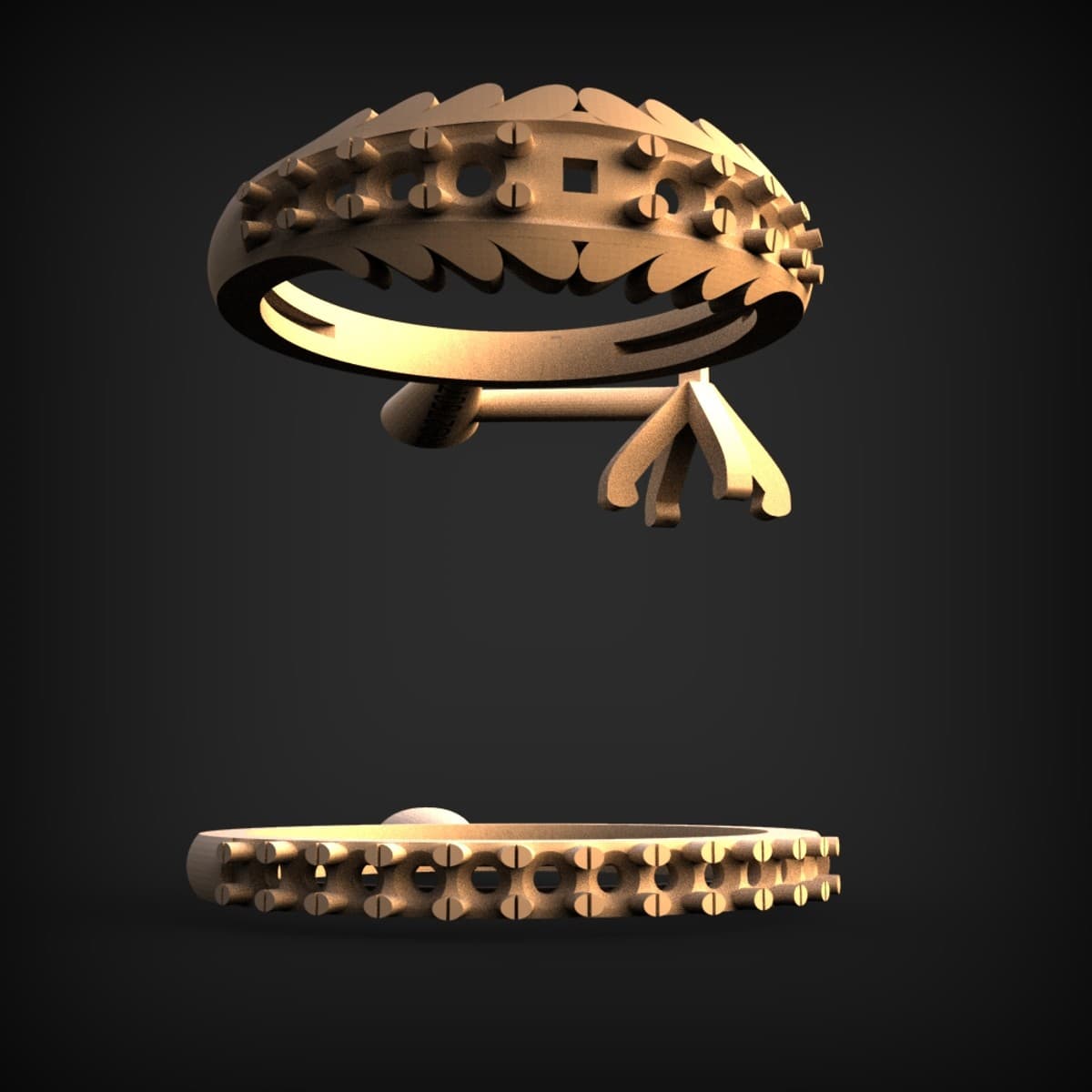 Studded Laurel Band Gemstone Ring