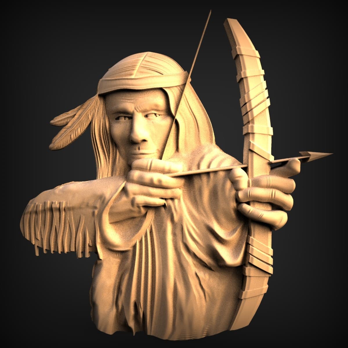 Native Archer Bas-Relief Plaque