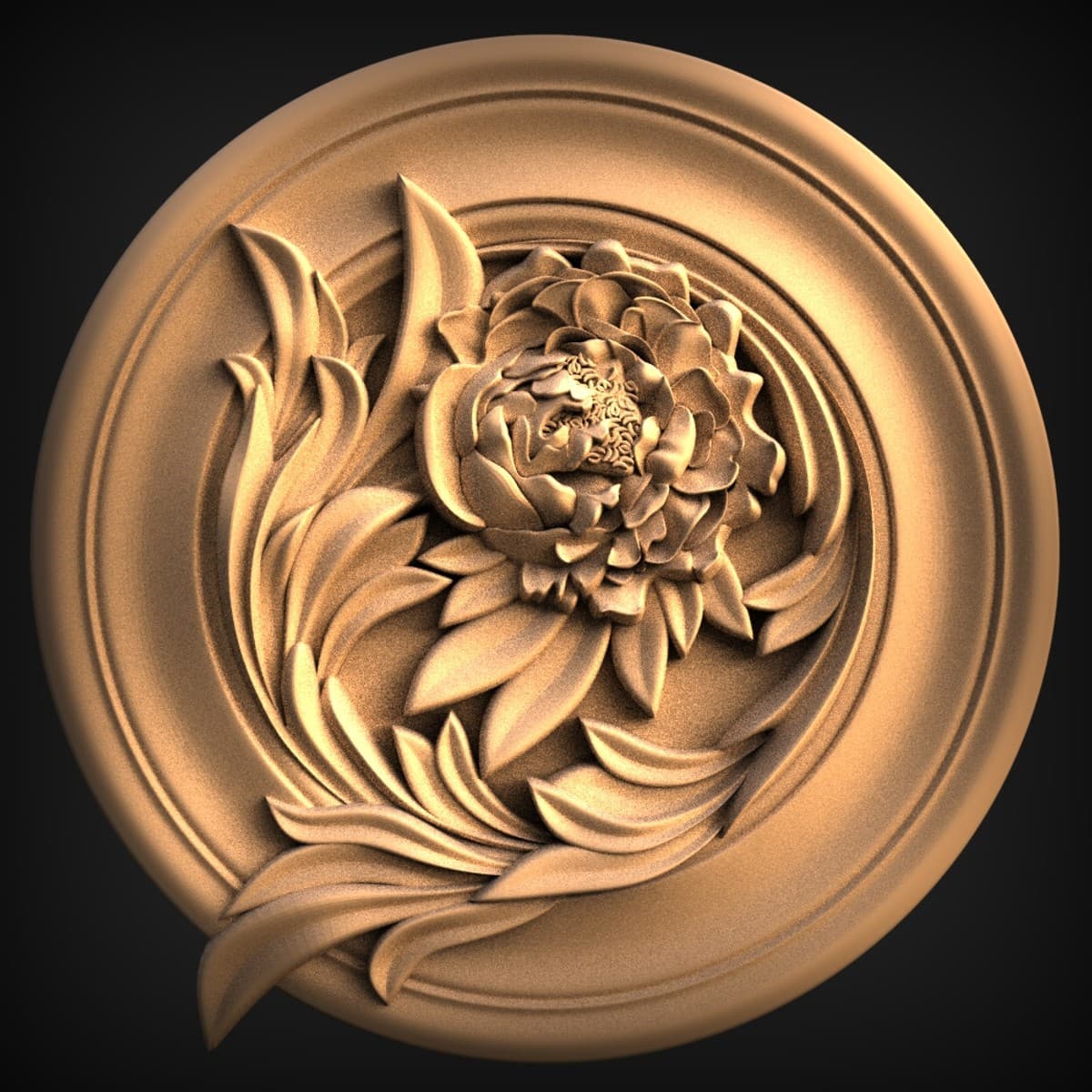 Layered Peony Round Medallion
