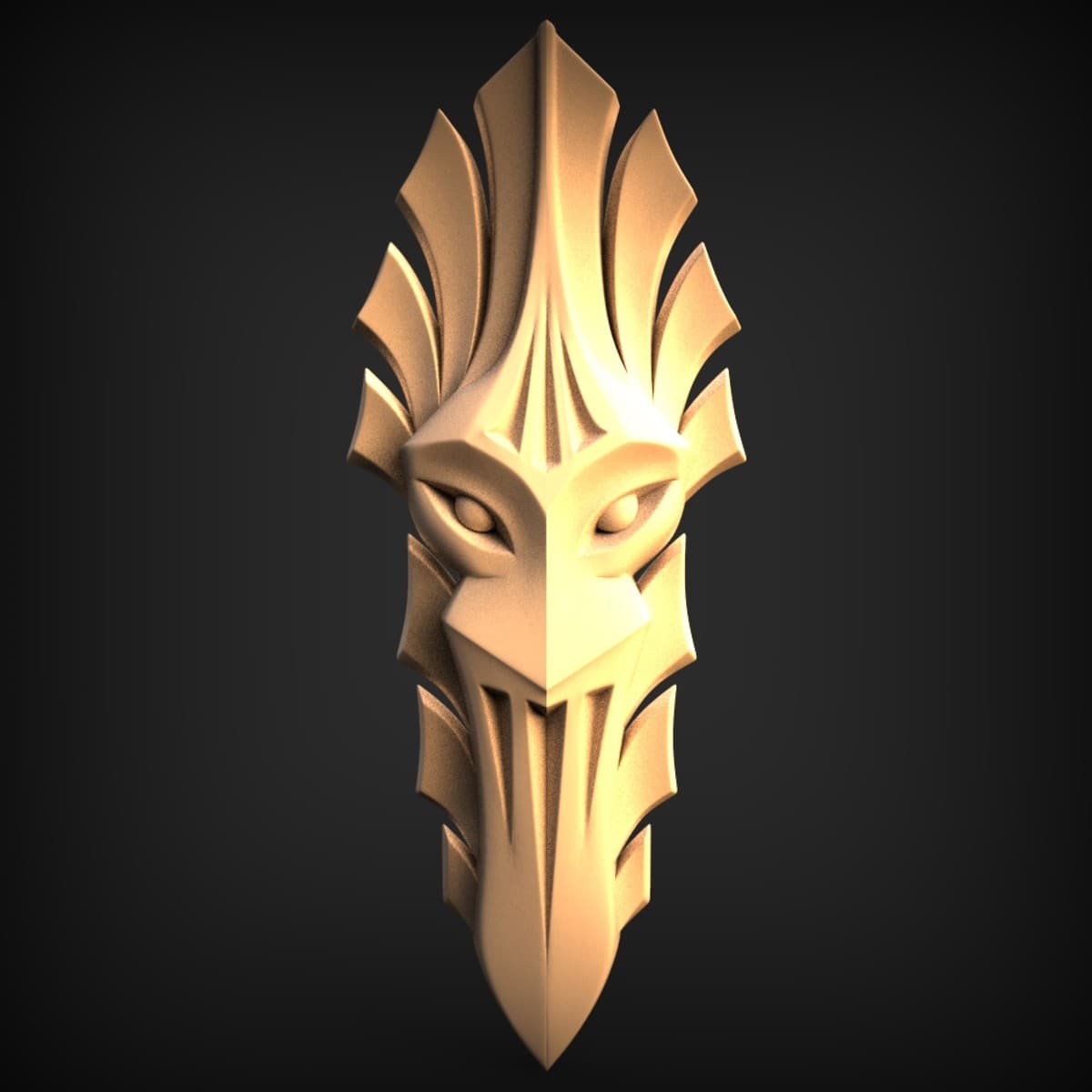 Horned Dragon Warrior Crest Relief
