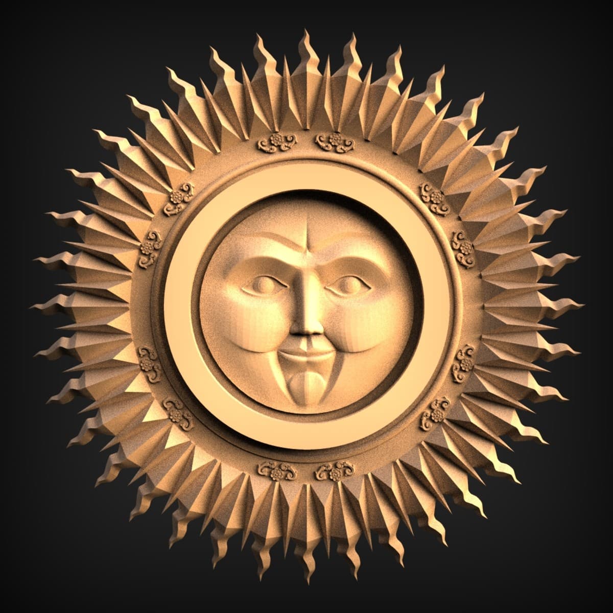 Radiant Sun-Face Sunburst Medallion