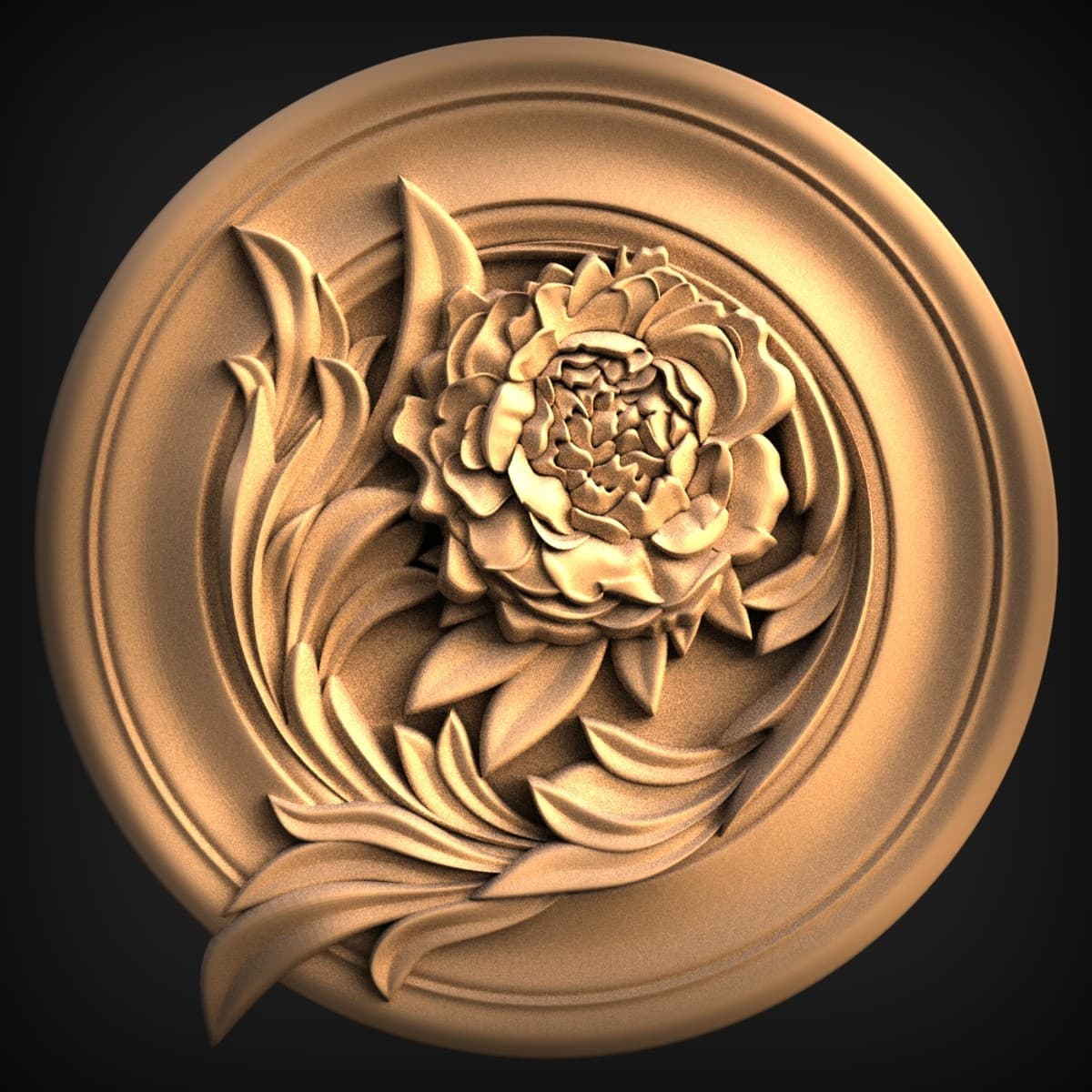Peony Bloom Round Medallion