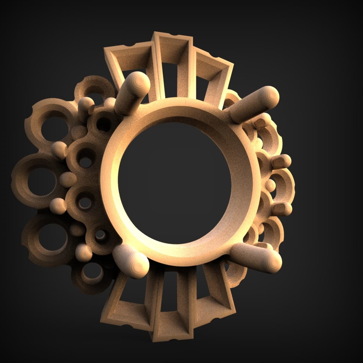 Clockwork Sunburst Ring Medallion