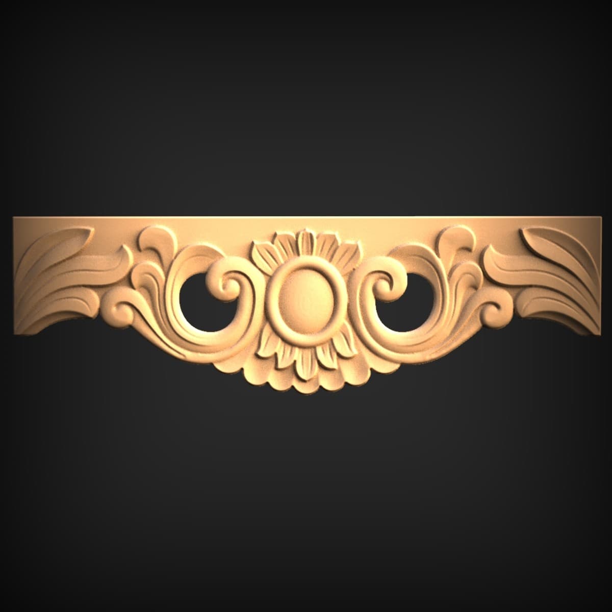 Scrolled Rosette Pediment Onlay