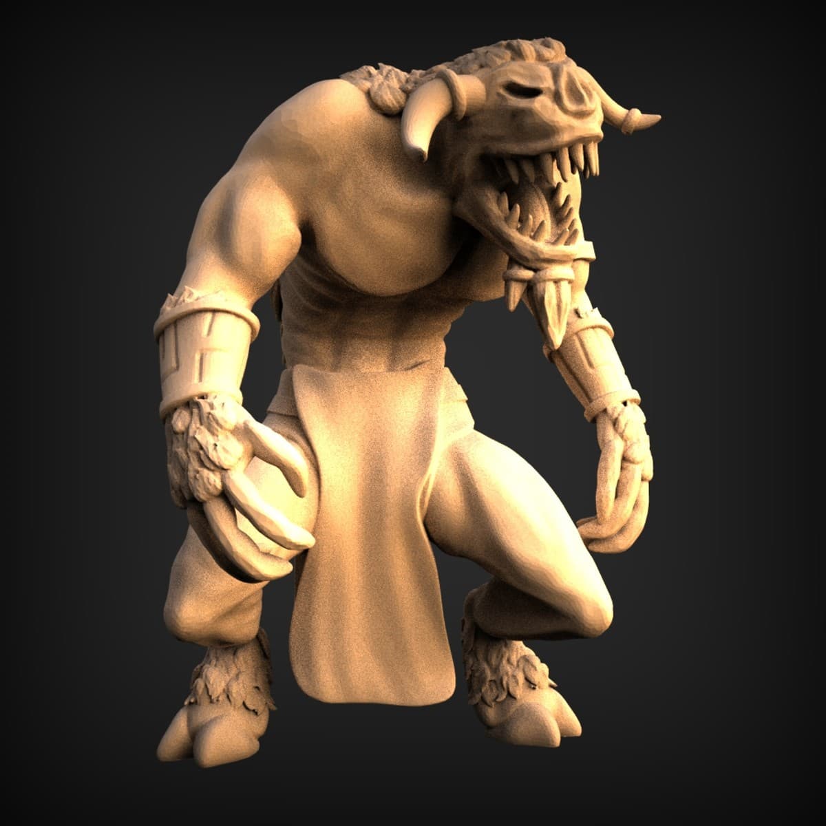 Snarling Horned Beast Sculpt