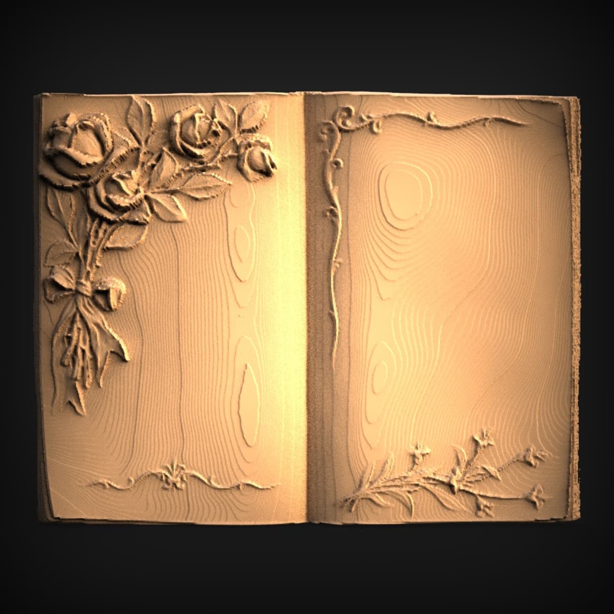 Open Book Rose Keepsake Plaque