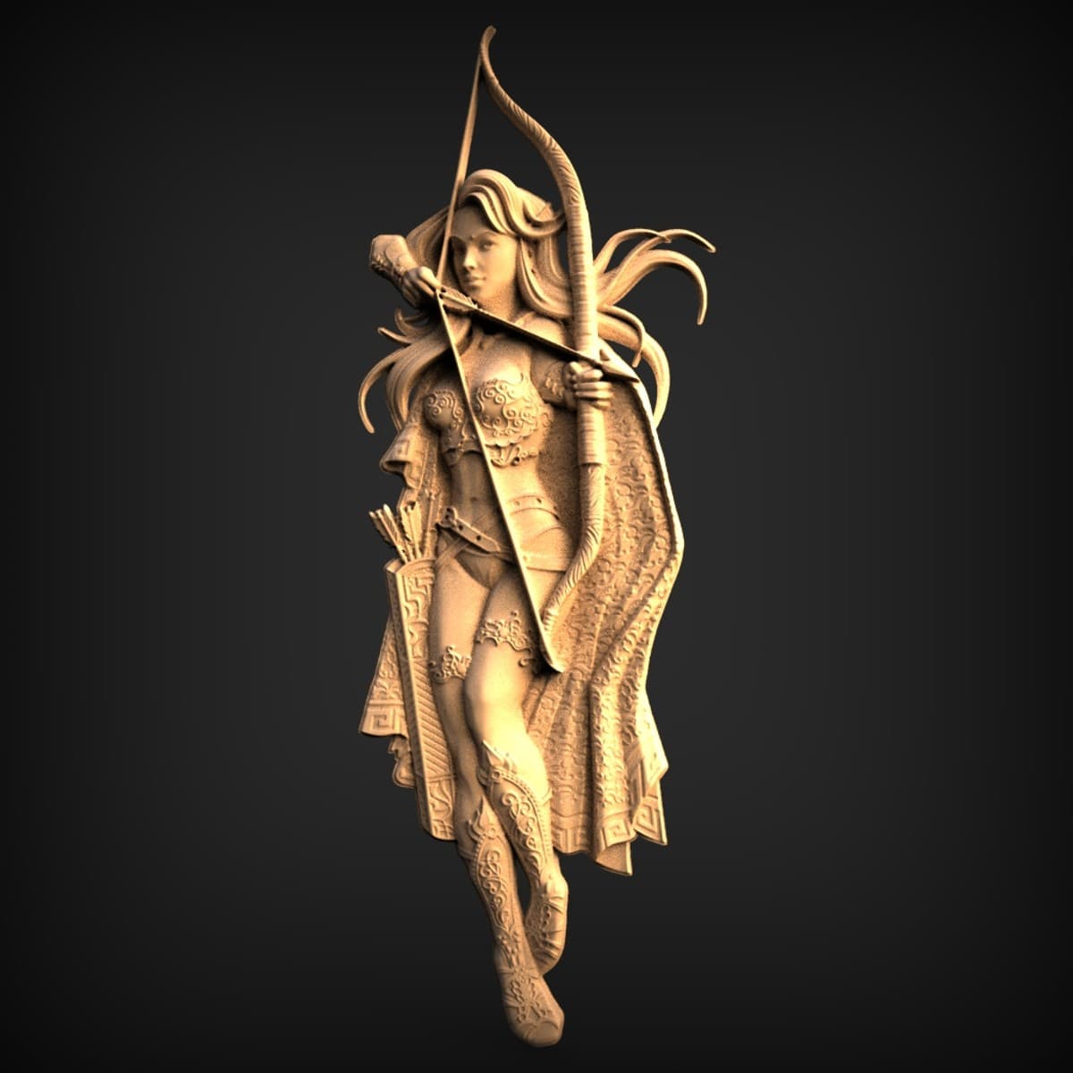 Fantasy Archer Maiden Wall Relief