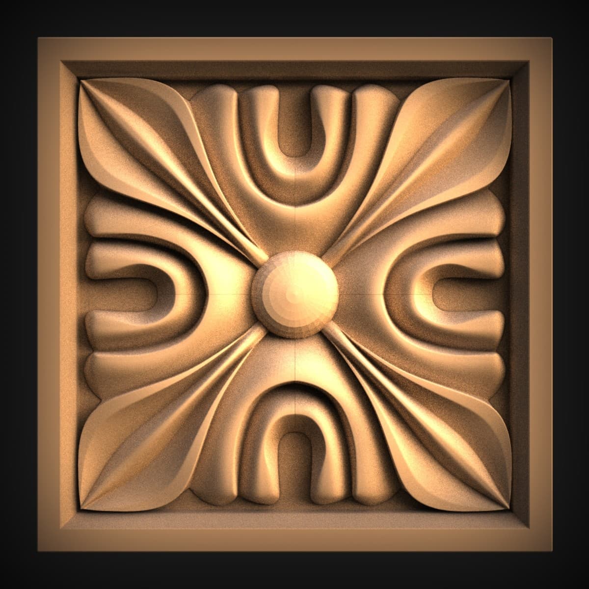 Four-Petal Domed Rosette Tile