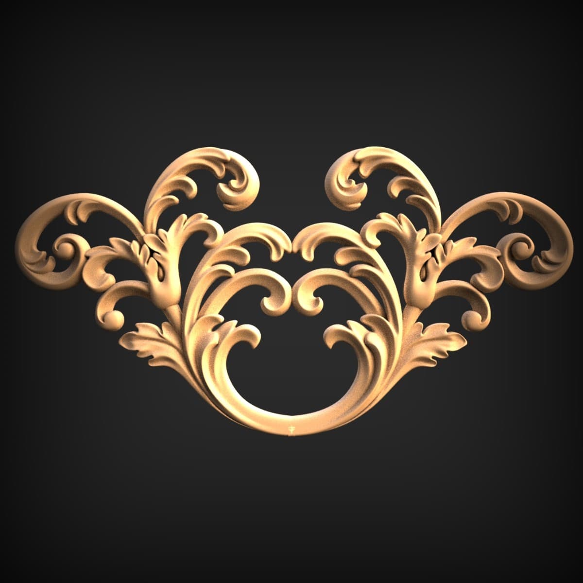 Mirrored Baroque Acanthus Scroll Crest