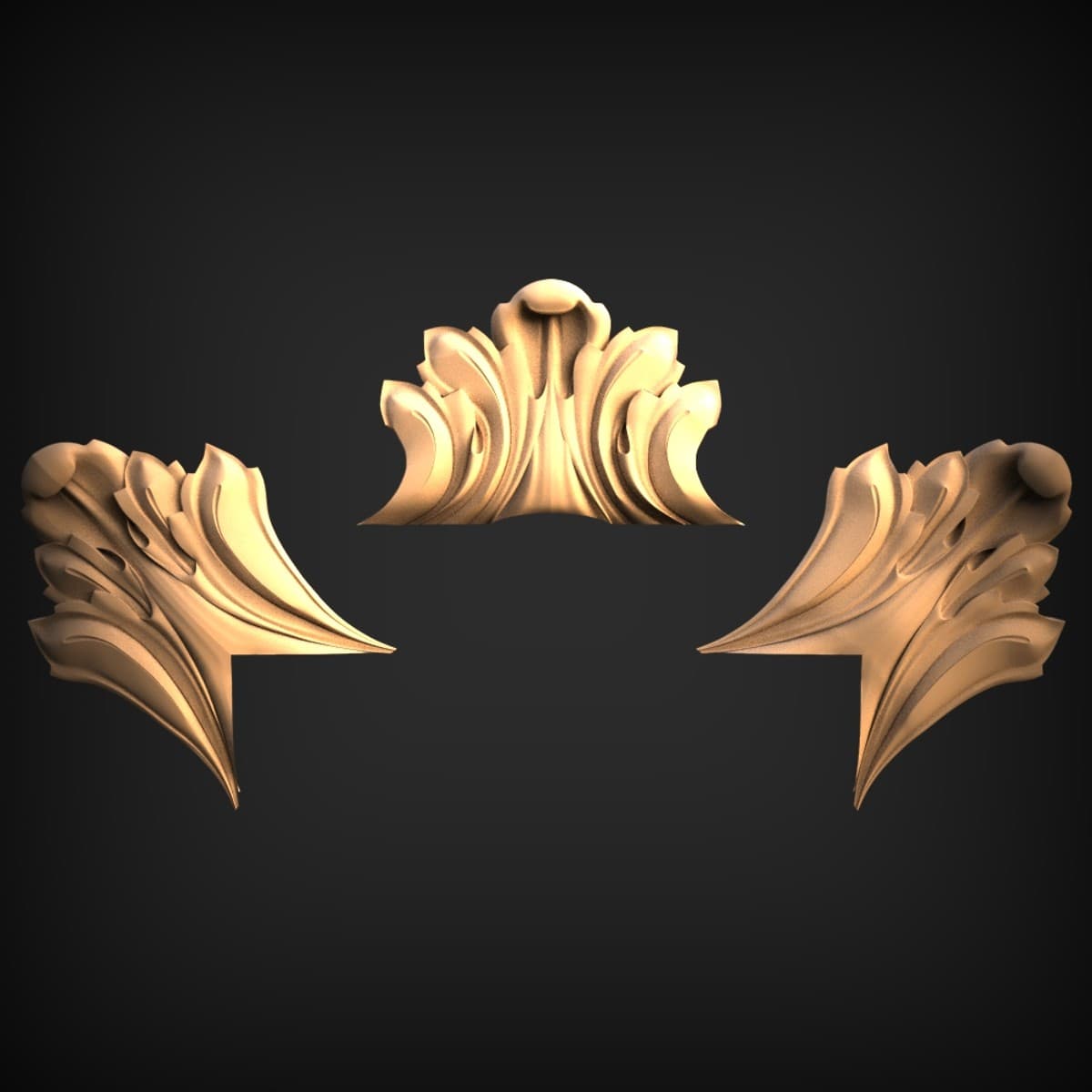 Baroque Acanthus Crest And Corner Set