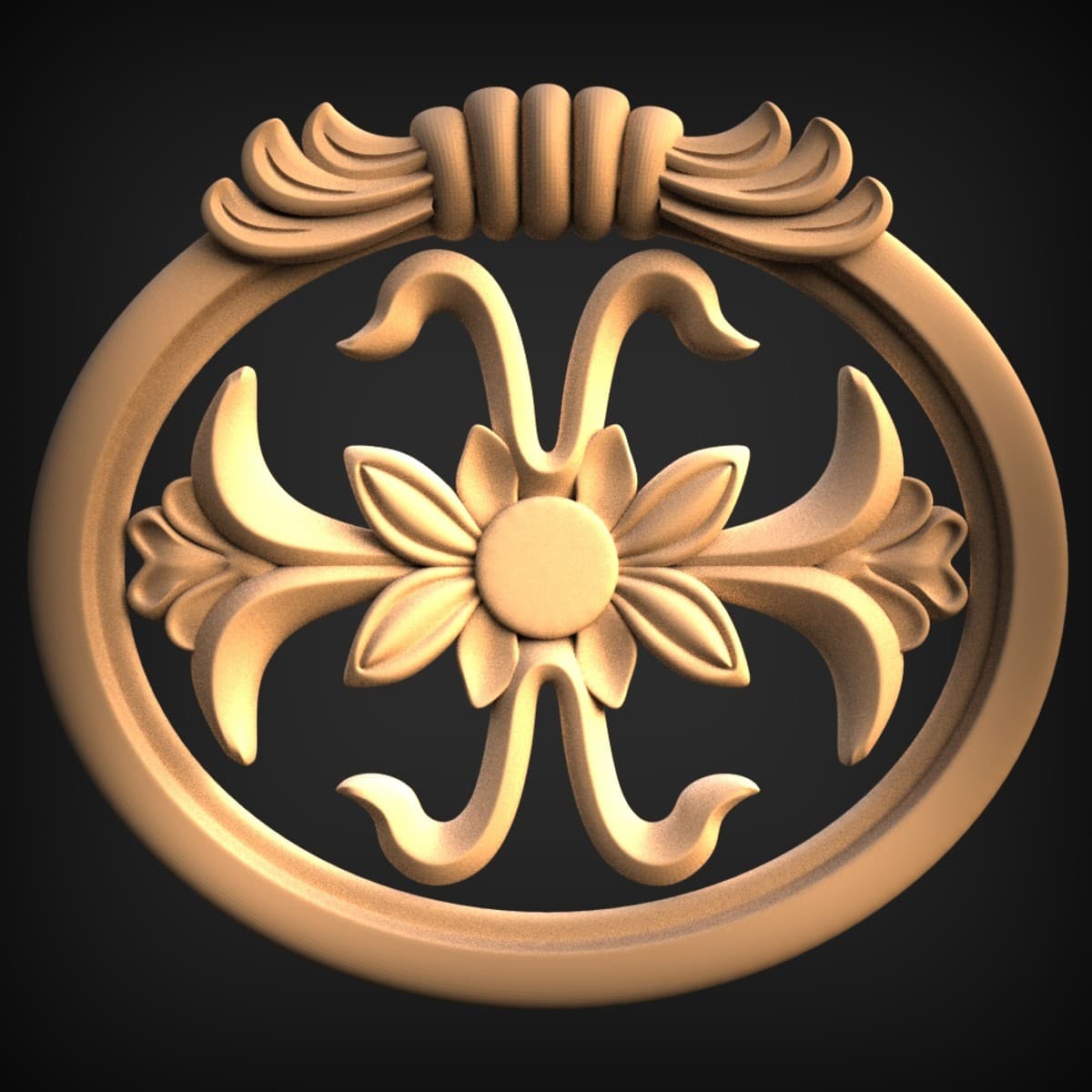 Ribboned Daisy Oval Medallion