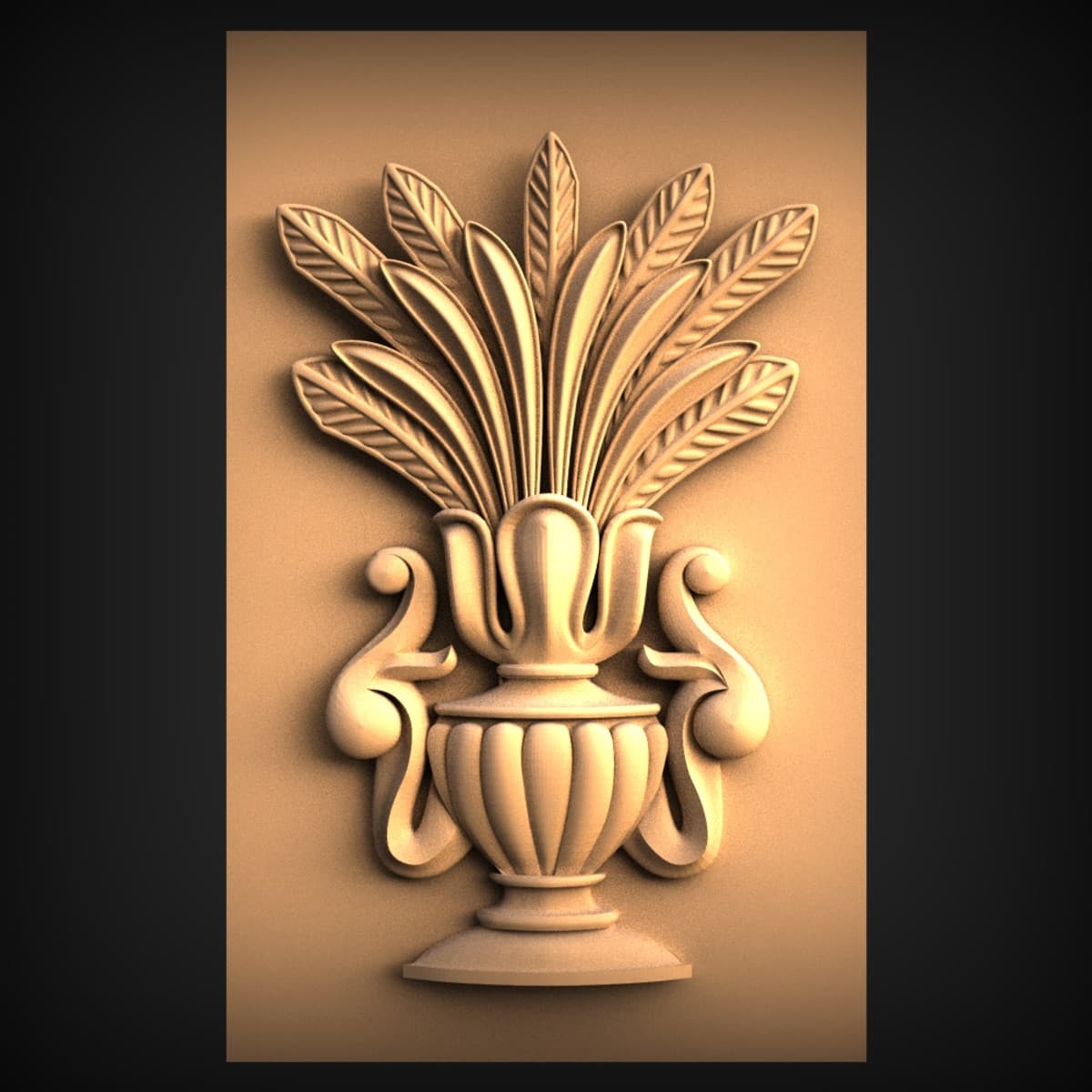 Palm-Crowned Classical Urn Applique