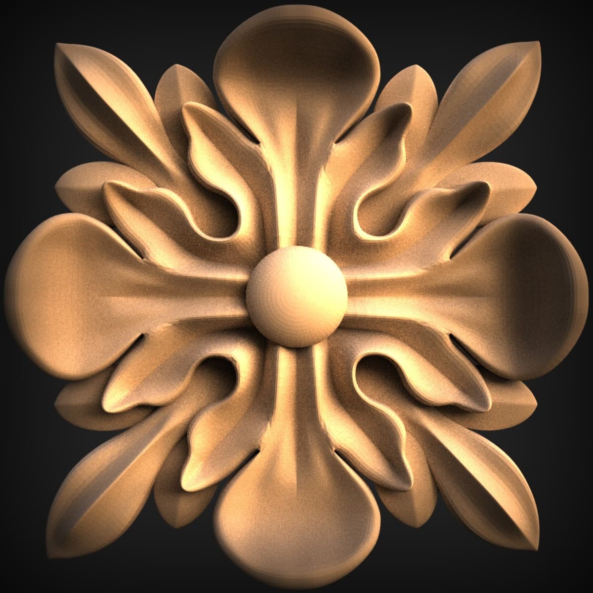 Four-Petal Acanthus Rosette Appliqué