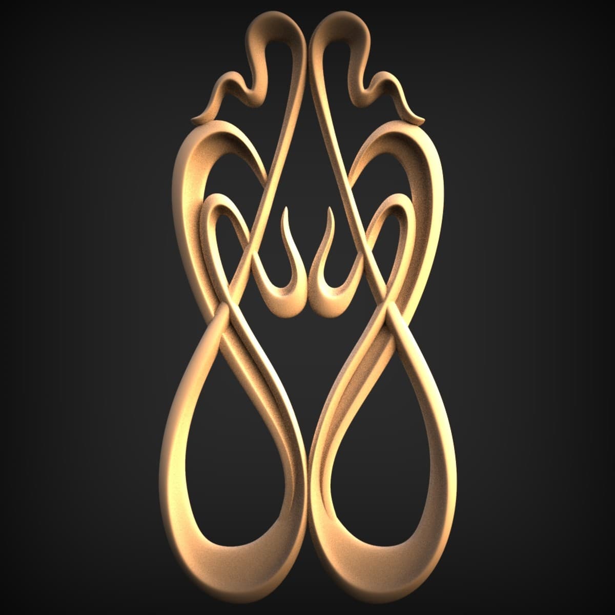 Mirrored Flame-Scroll Vertical Onlay