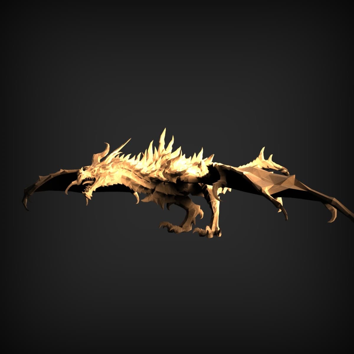 Low-Poly Winged Dragon Sculpture