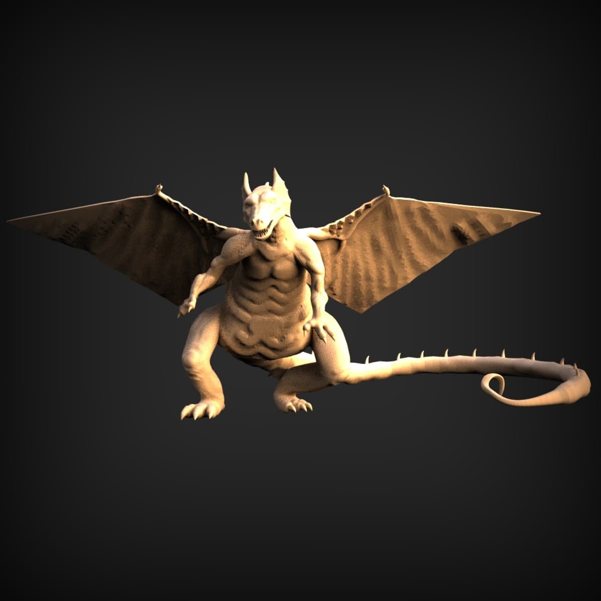 Winged Muscular Drake Statue