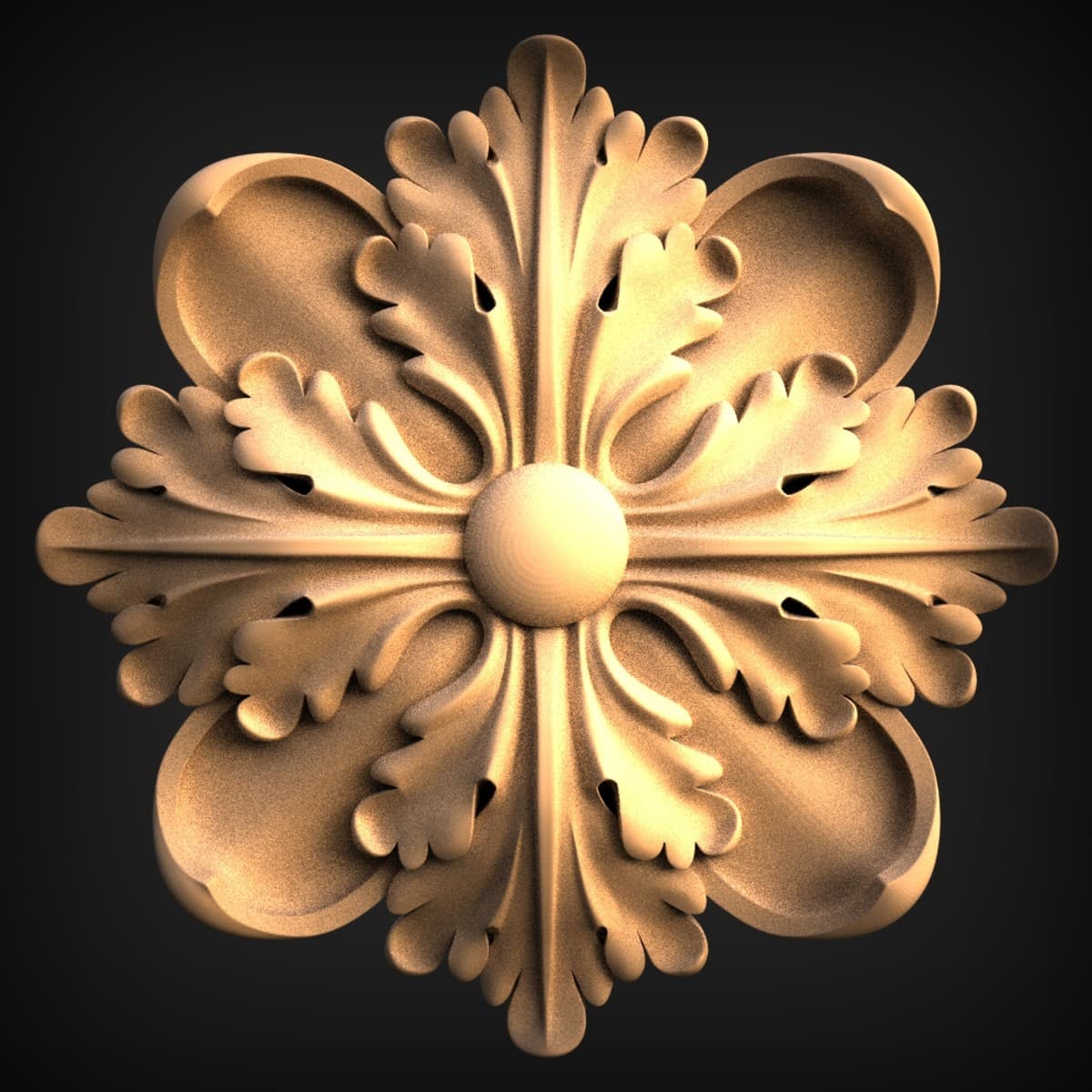 Four-Petal Rosette Furniture Appliqué