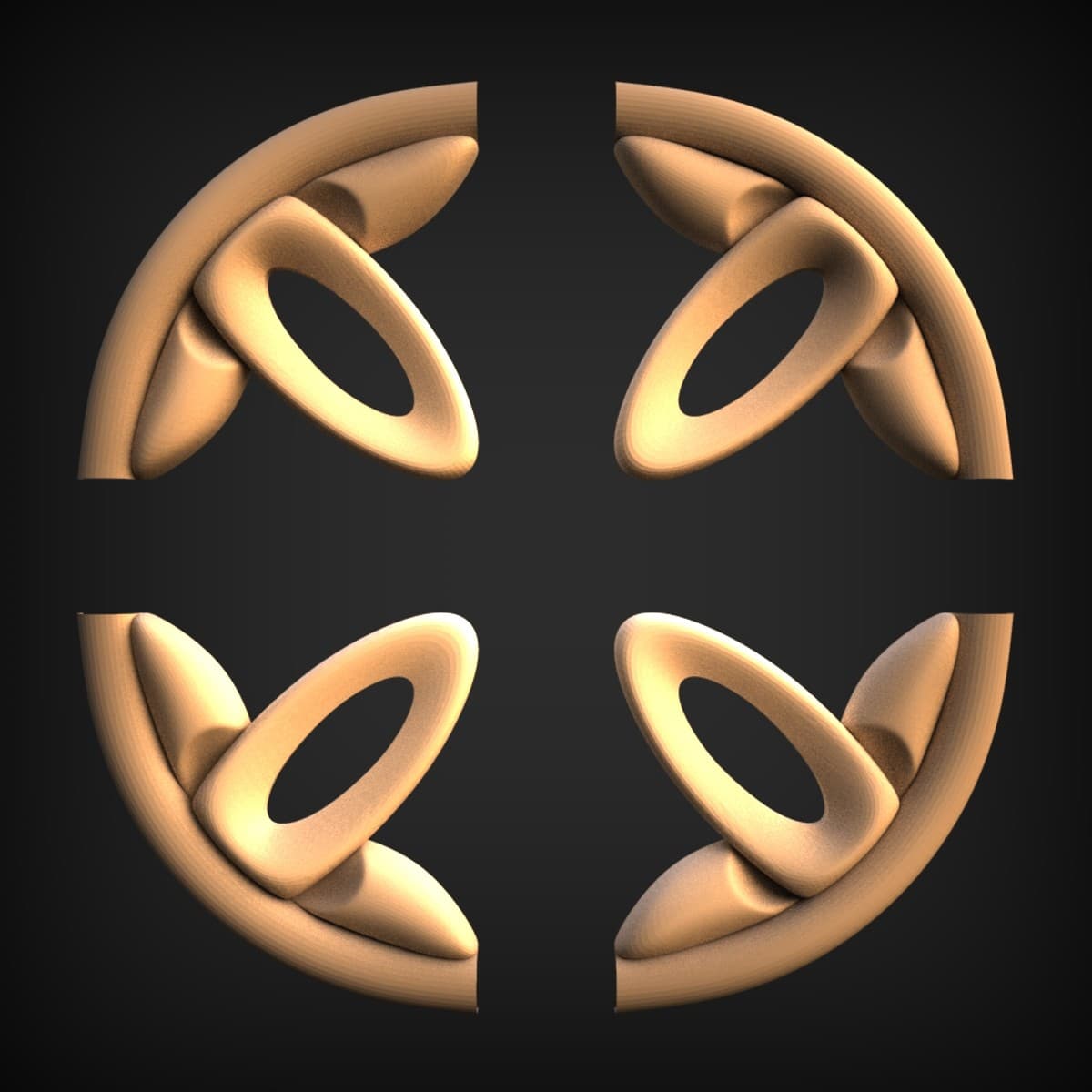 Four-Piece Scroll Roundel Onlays