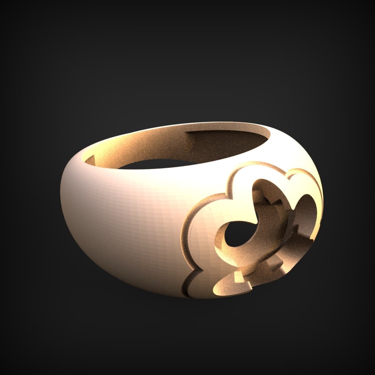 Pierced Trefoil Dome Ring