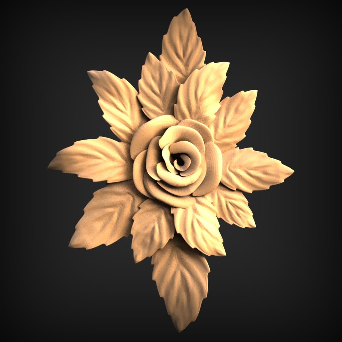 Carved Rose And Leaf Onlay