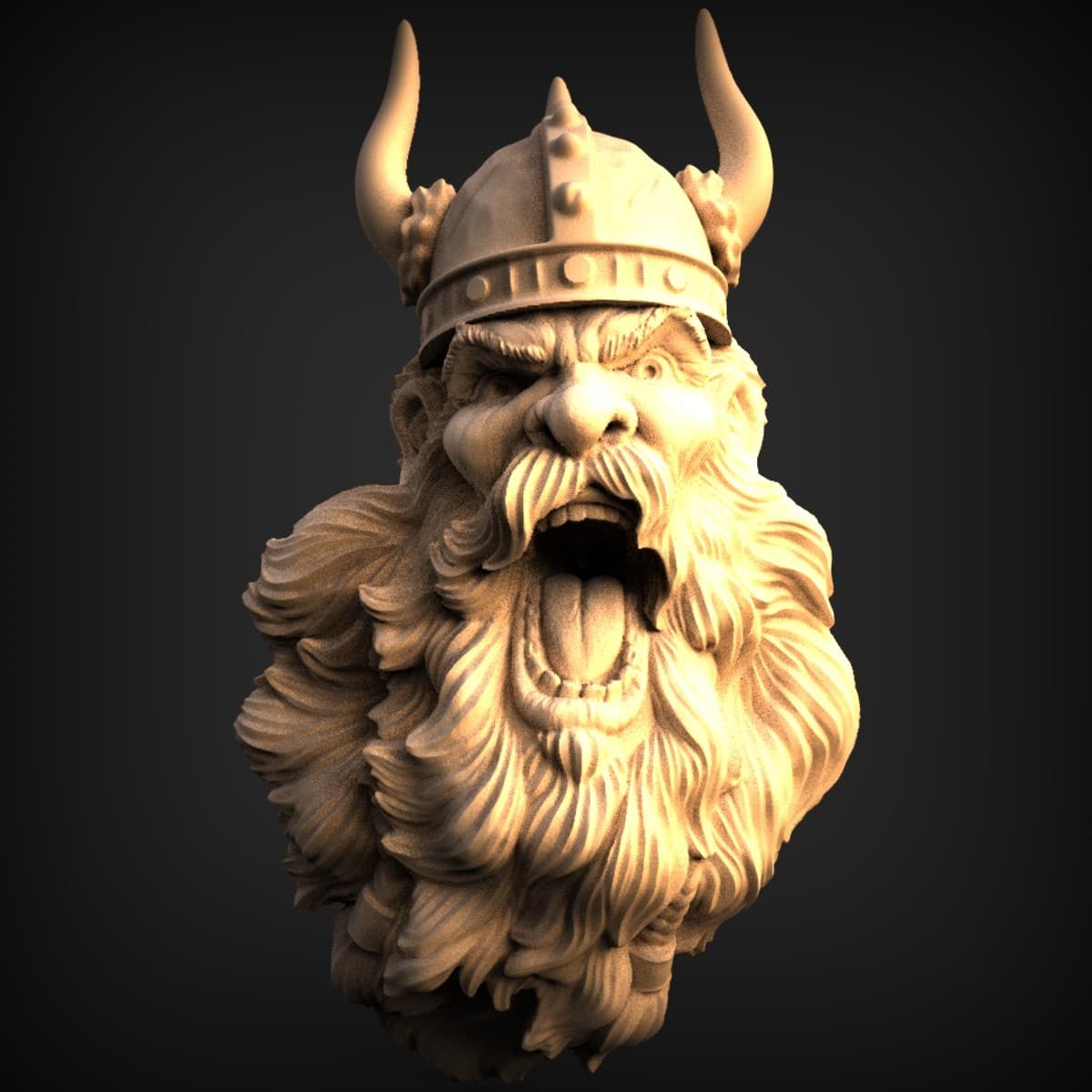Roaring Horned Viking Bust
