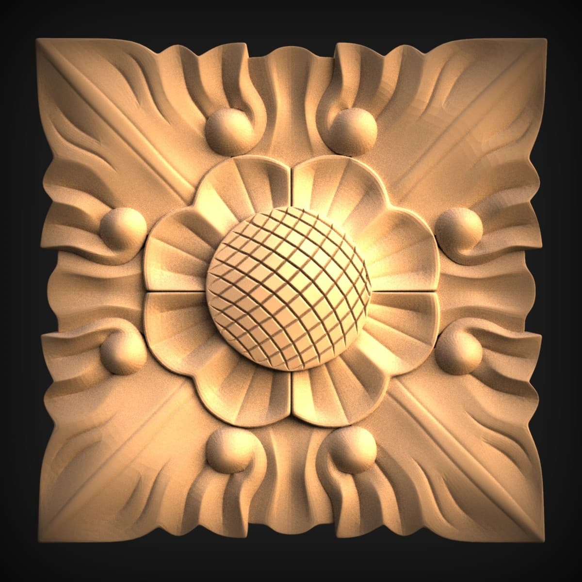 Sunflower Rosette Corner Tile