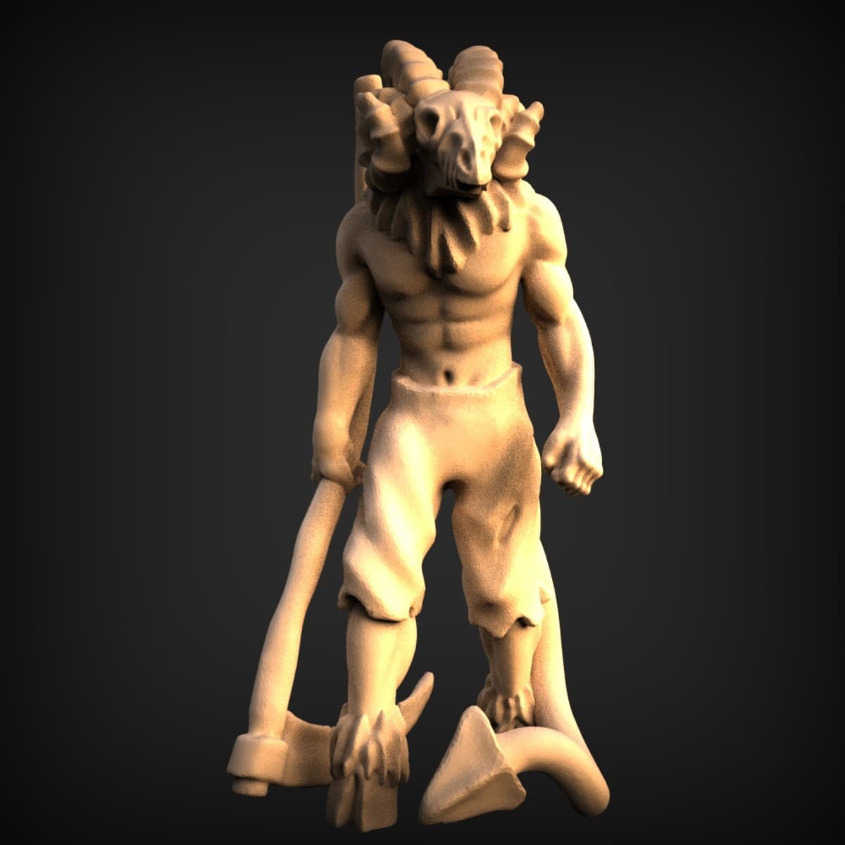Horned Skull Demon With Axe