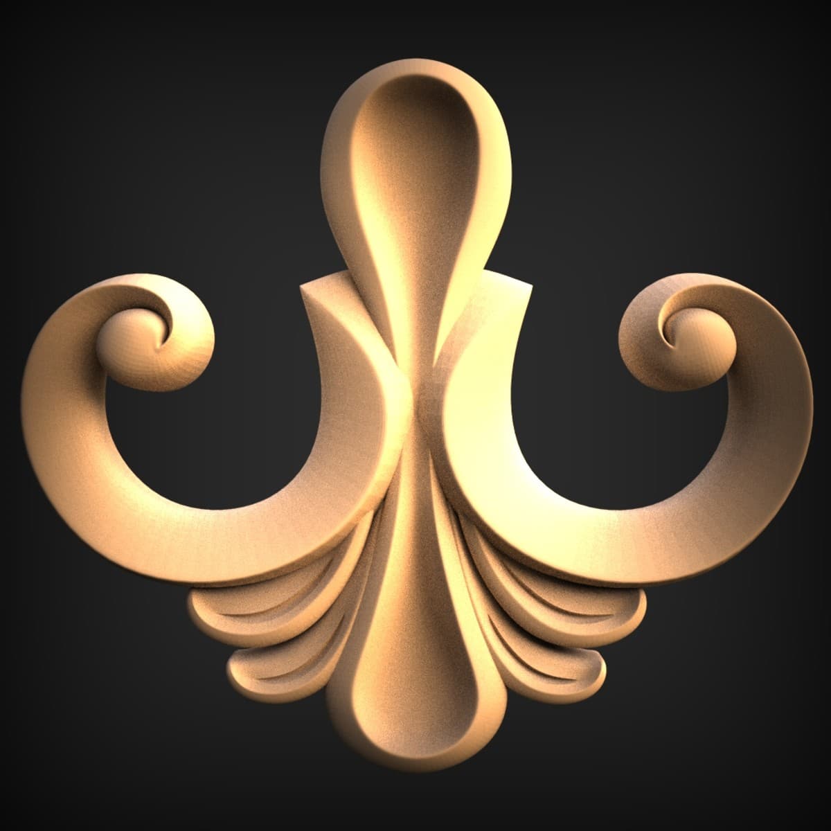 Twin-Scroll Palmette Appliqué