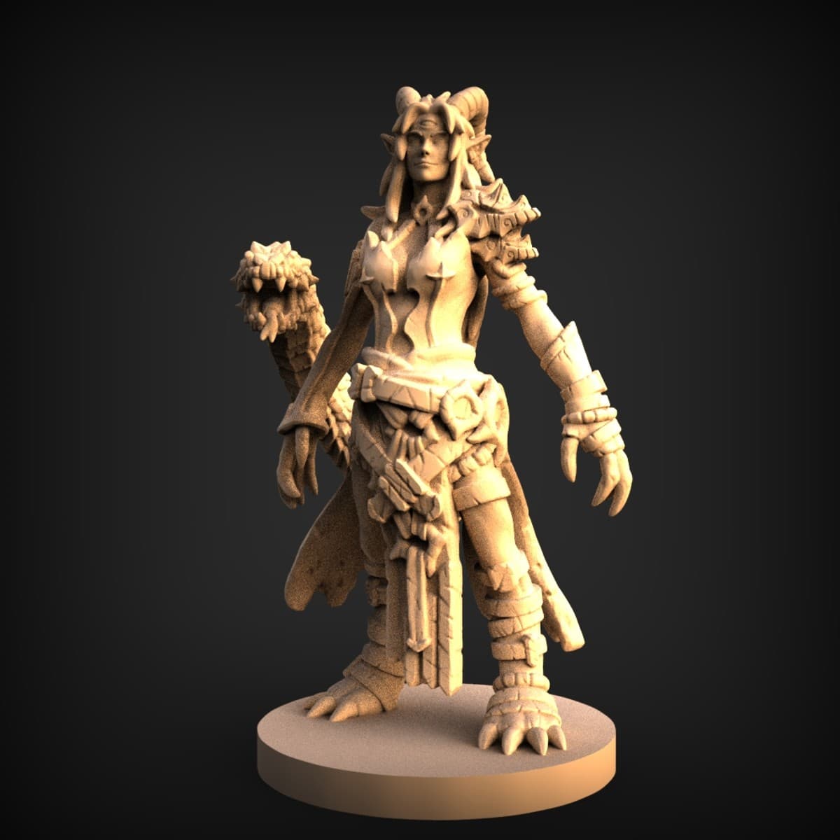 Horned Barbarian Huntress Figure