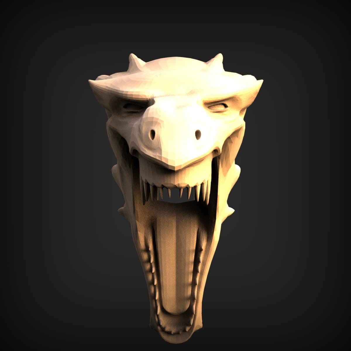 Horned Dragon Skull Wall Relief