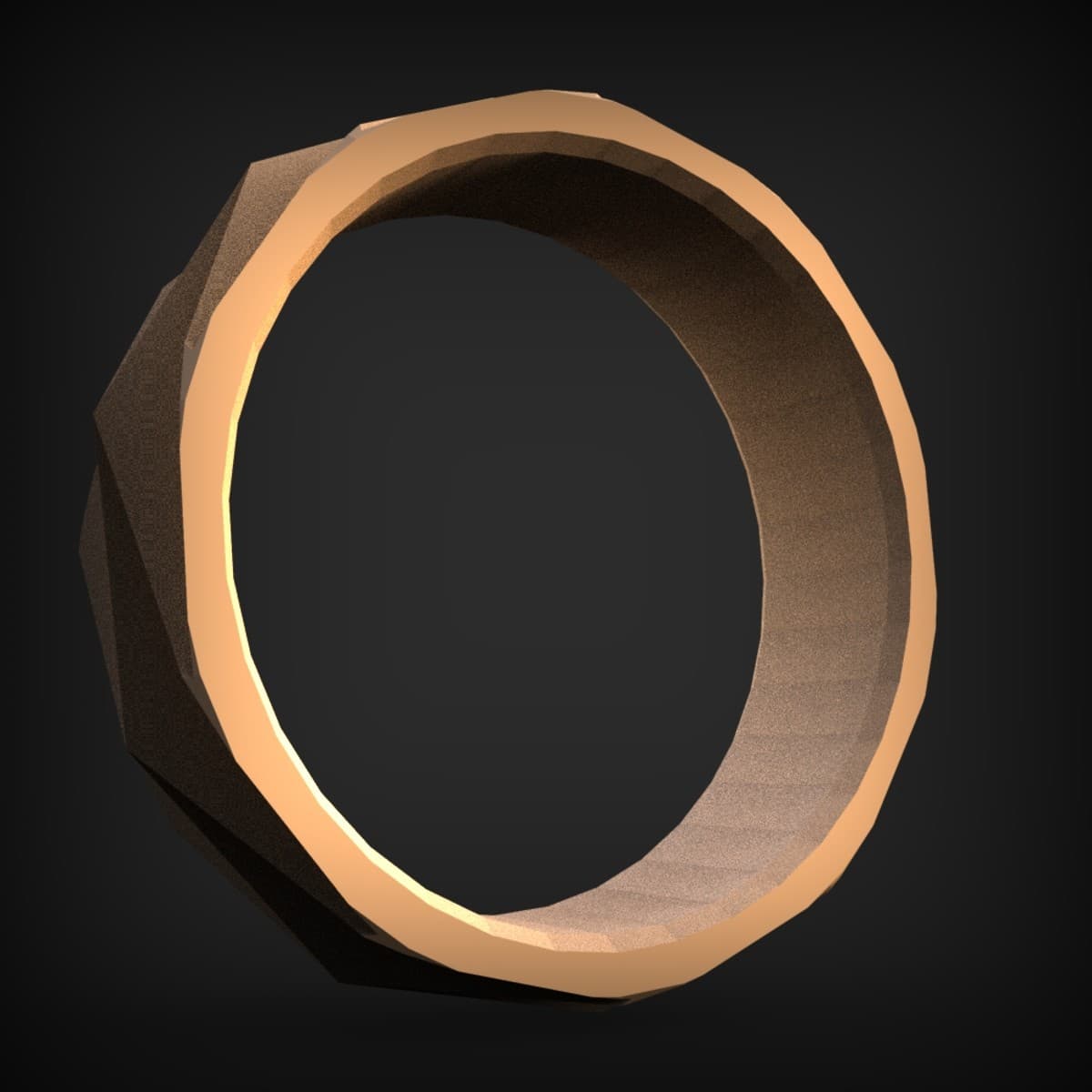 Faceted Low-Poly Band Ring