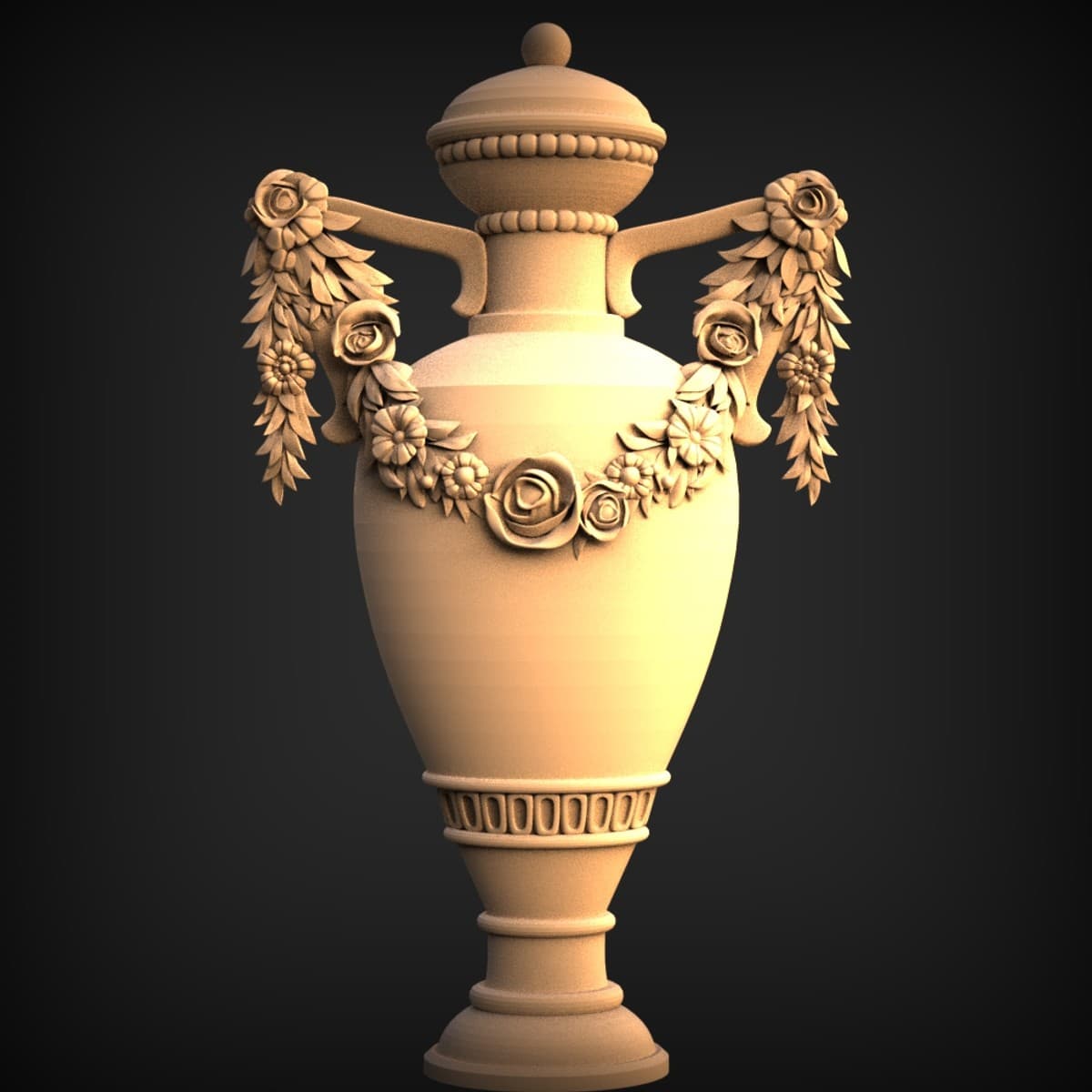 Rose-Garland Lidded Classical Urn