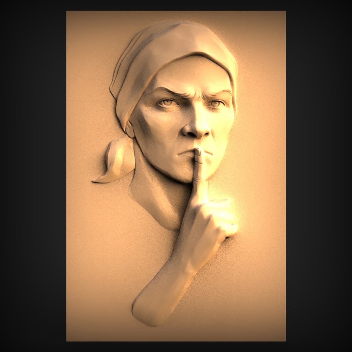 Hushing Woman Portrait Relief
