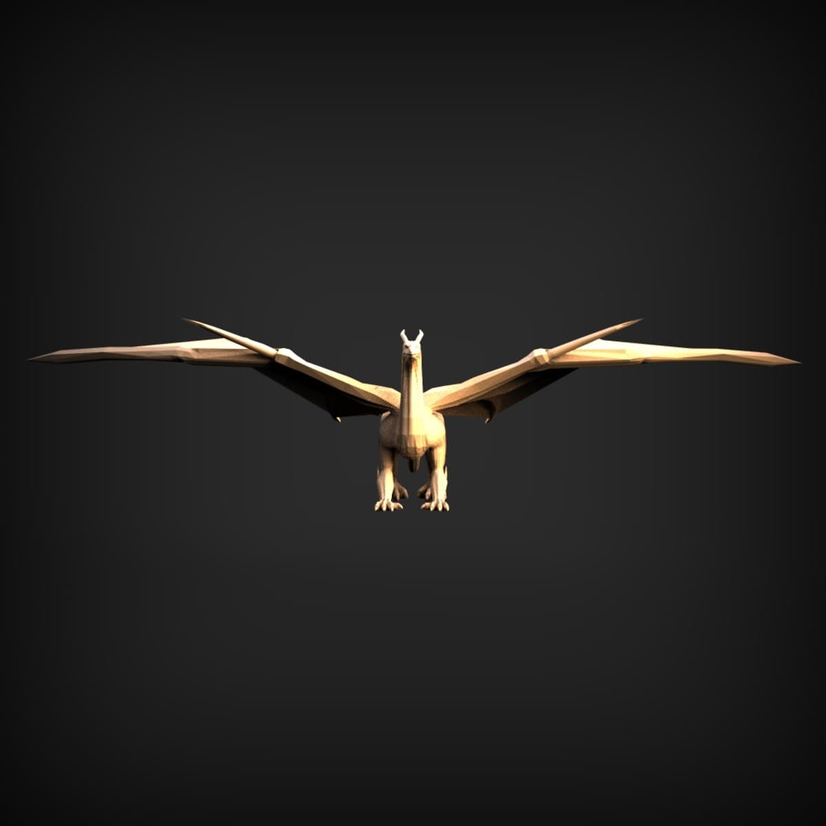 Low-Poly Dragon With Spread Wings