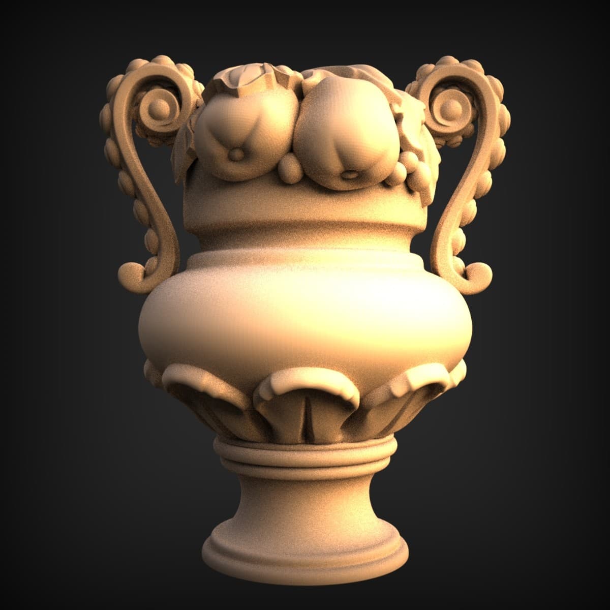 Twin-Handled Fruit Urn Carving