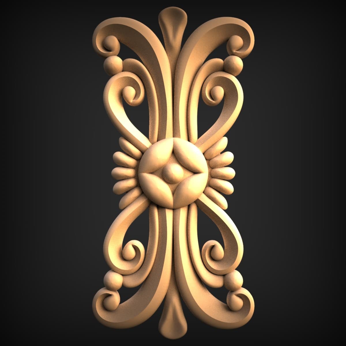 Scrolled Rosette Vertical Onlay