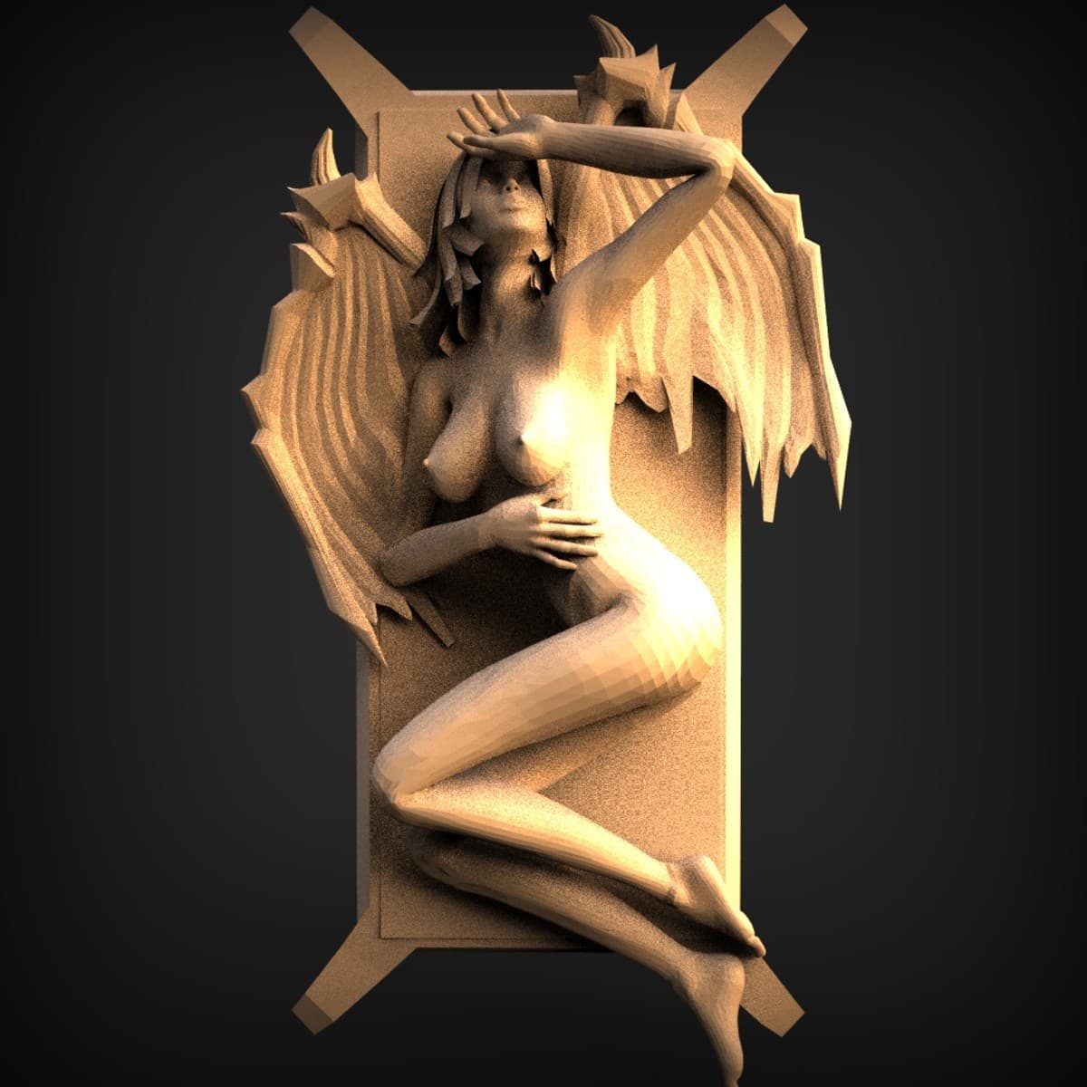 Reclining Winged Woman Wall Relief