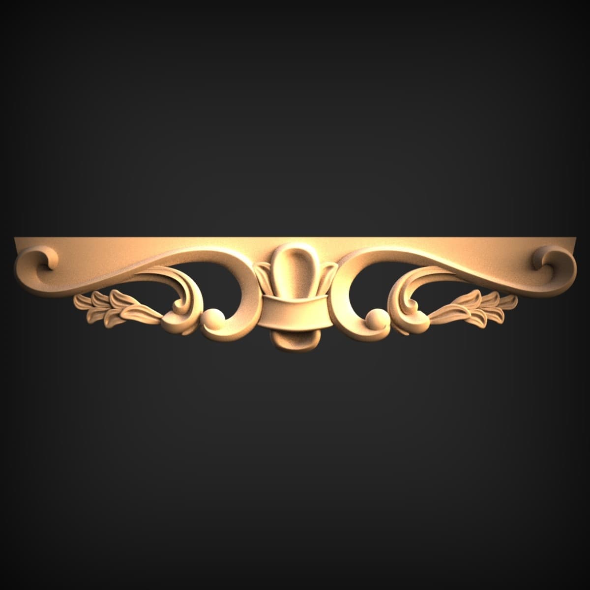 Crowned Acanthus Scroll Pediment Onlay