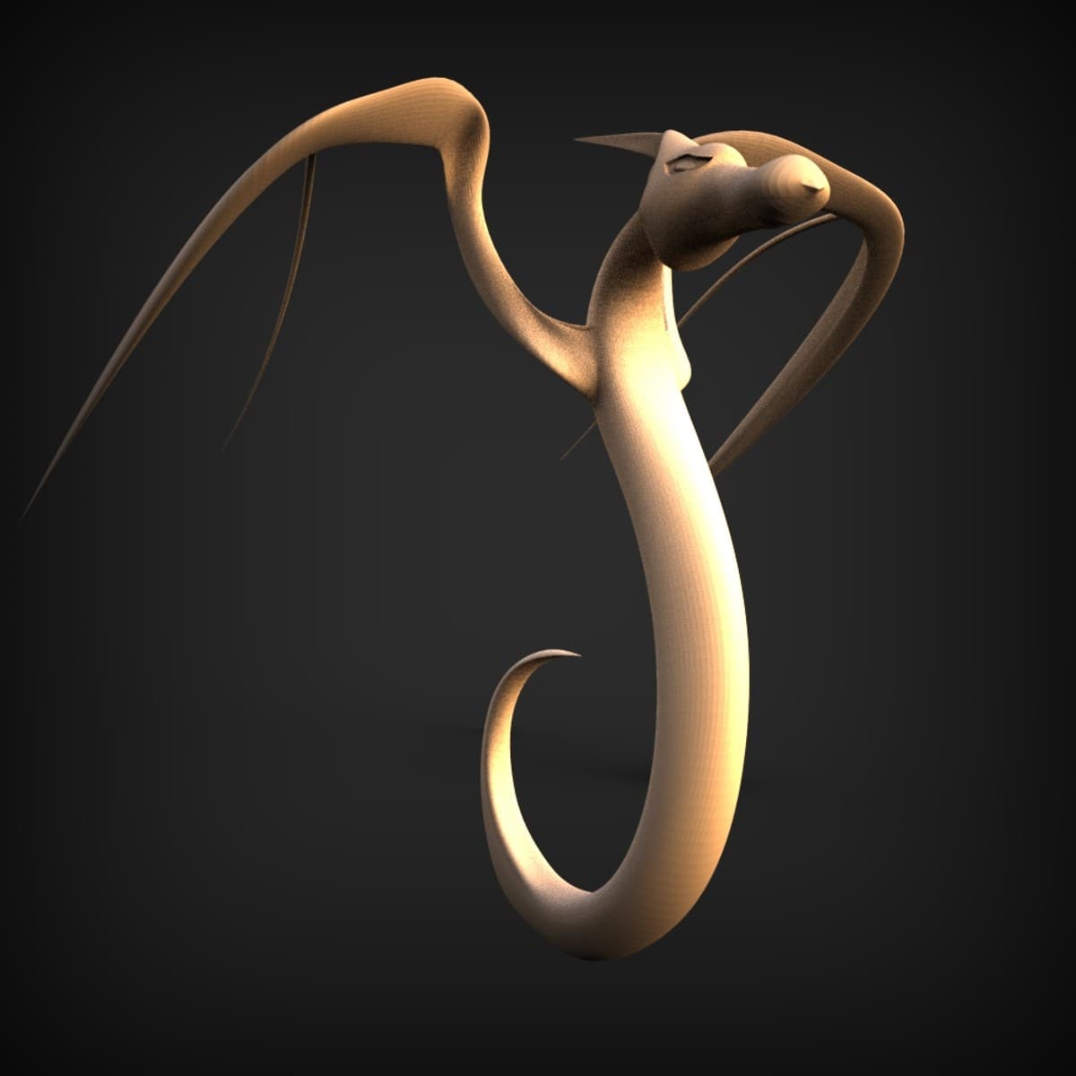Sinuous Long-Necked Dragon Sculpture