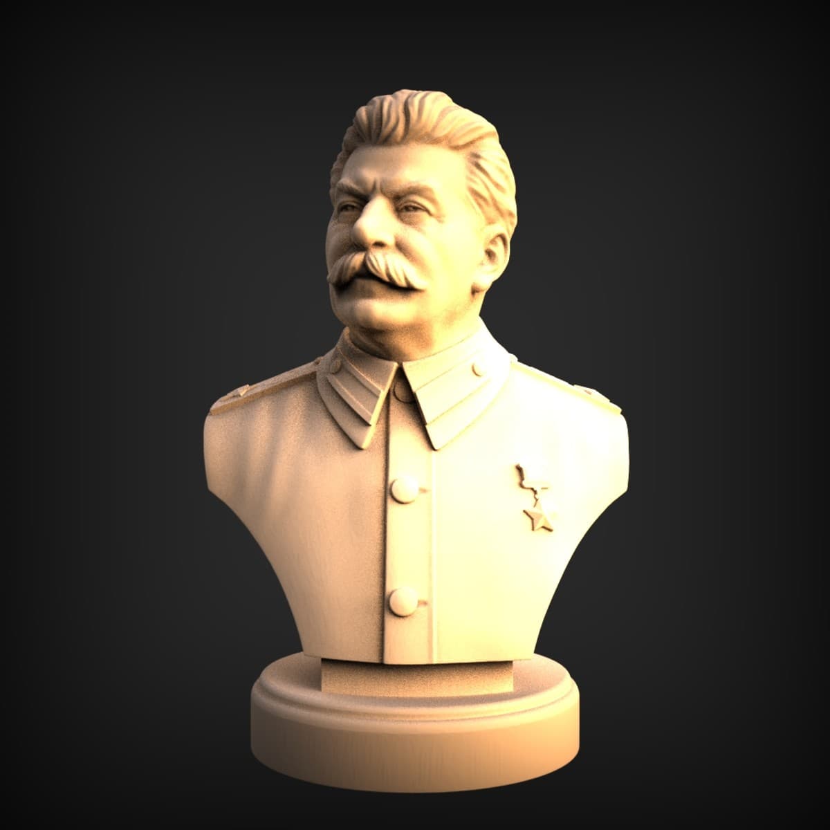 Moustached Officer Portrait Bust