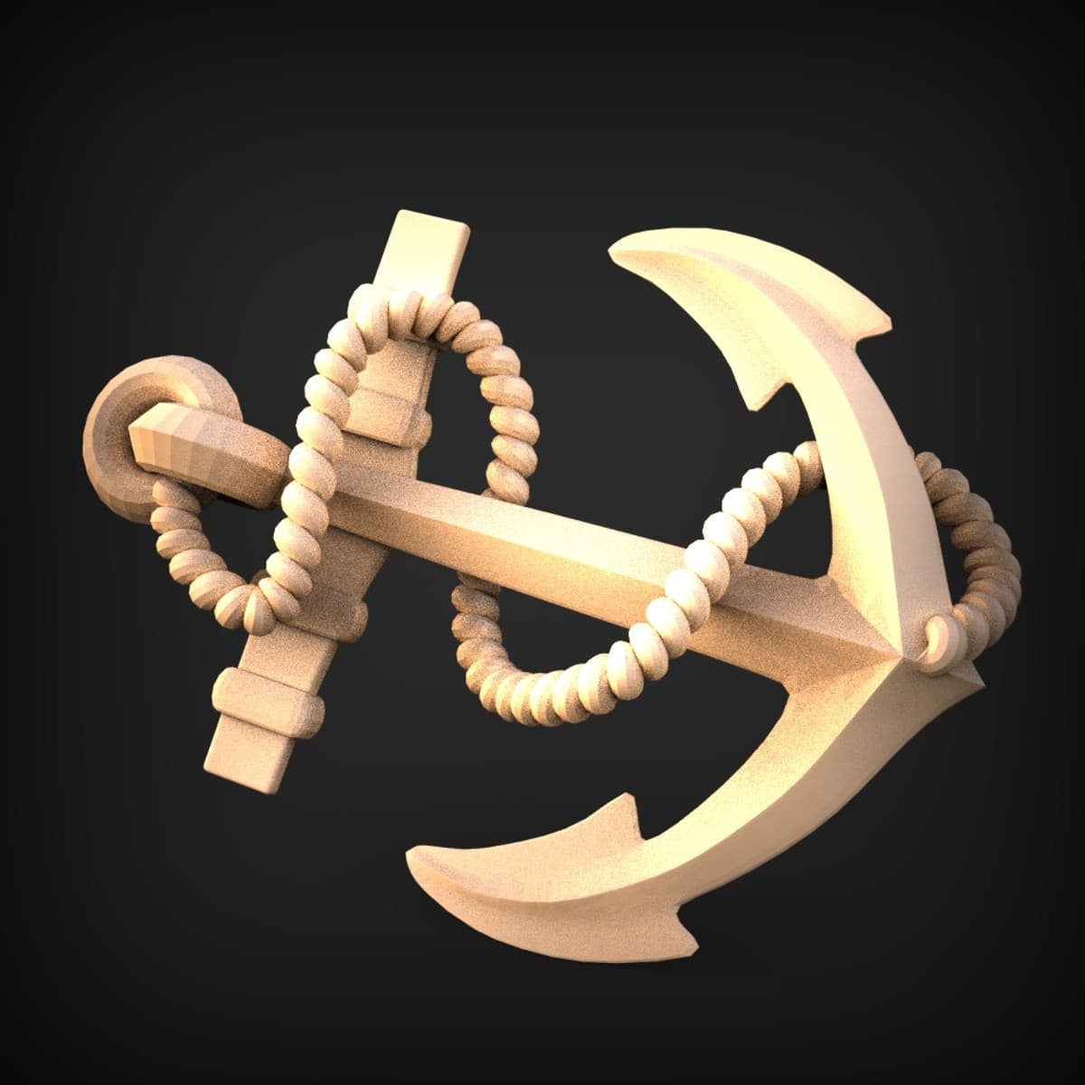 Rope-Bound Ship's Anchor Relief