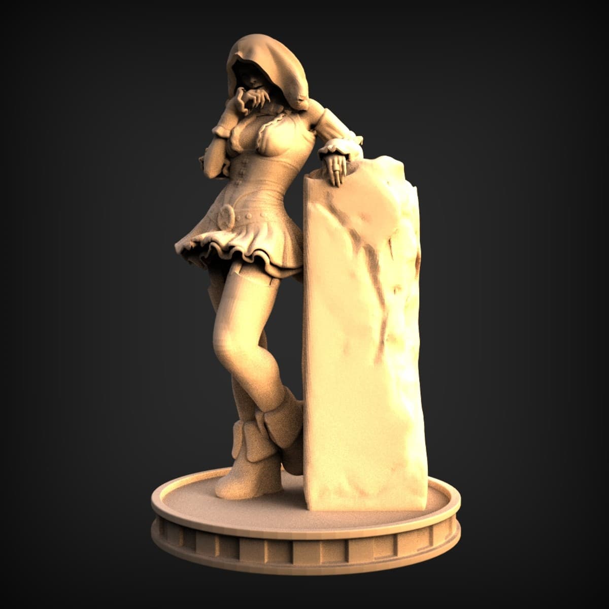 Hooded Rogue Beside Standing Stone