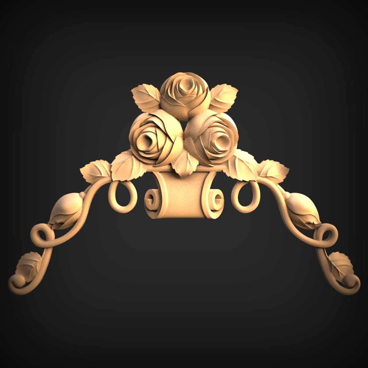 Rose Basket Furniture Crest Onlay