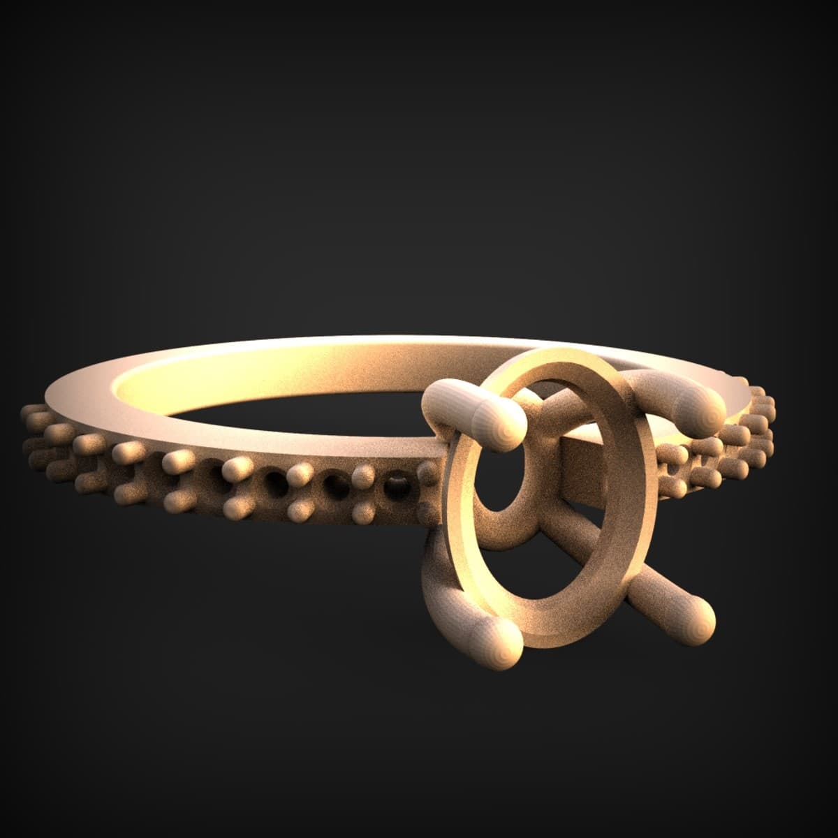 Beaded-Shank Solitaire Ring Mount