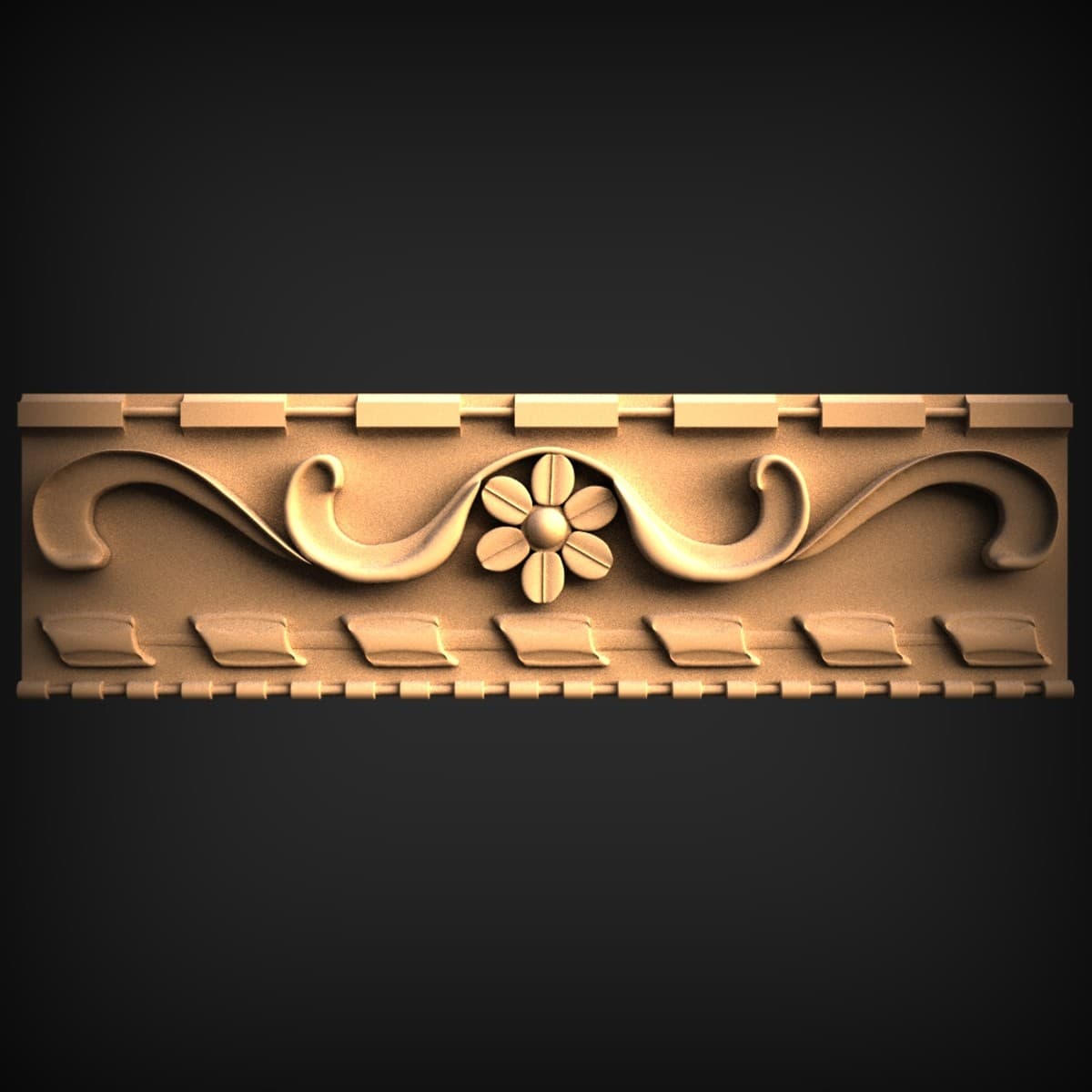 Rosette and Dentil Scroll Frieze