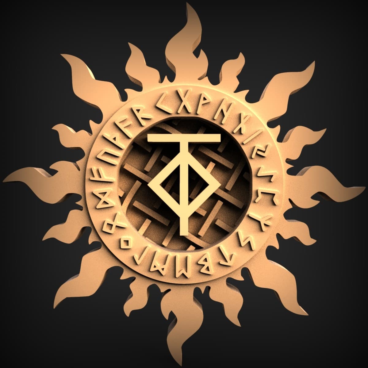 Runic Flame-Sun Monogram Roundel