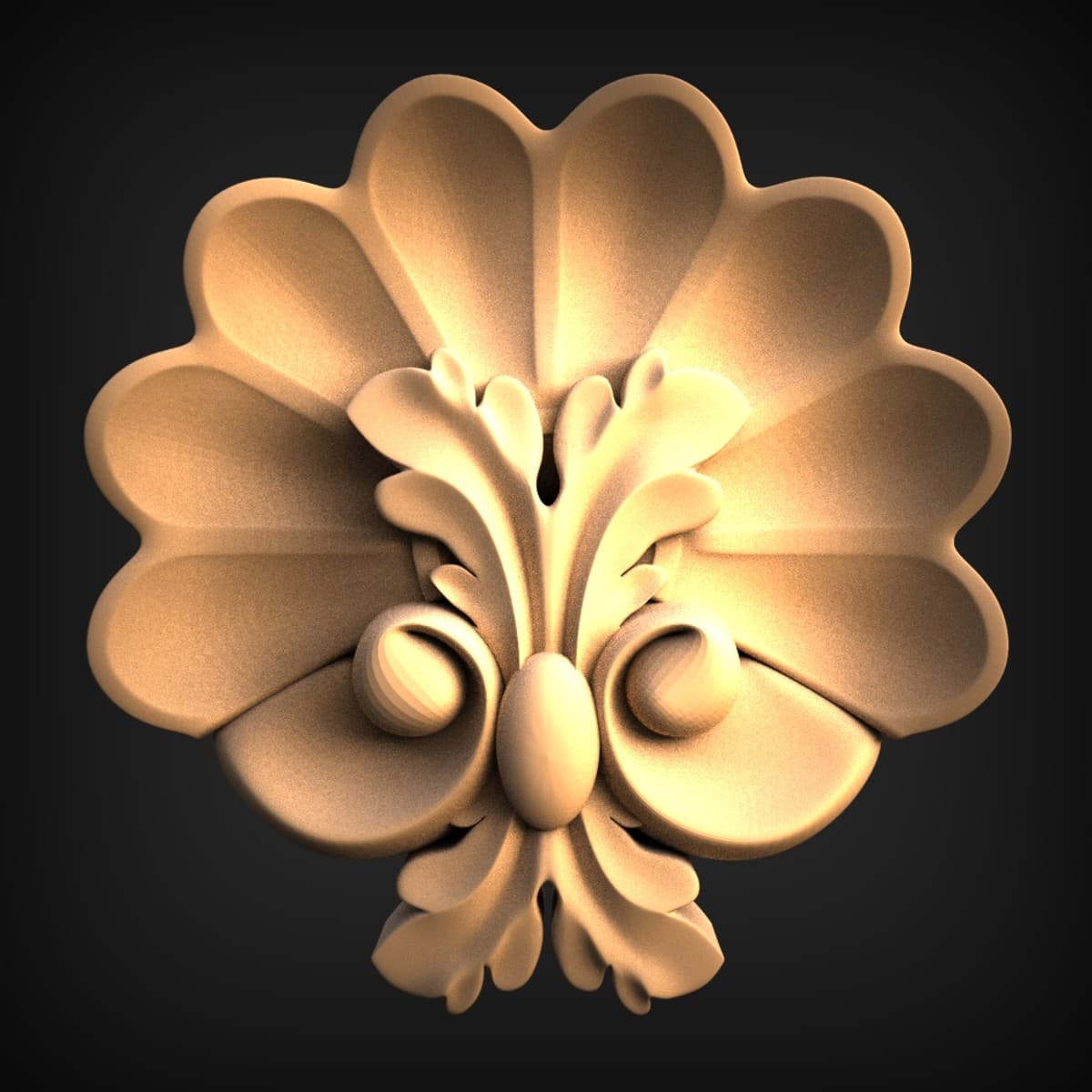 Fan-Shell Acanthus Rosette Onlay