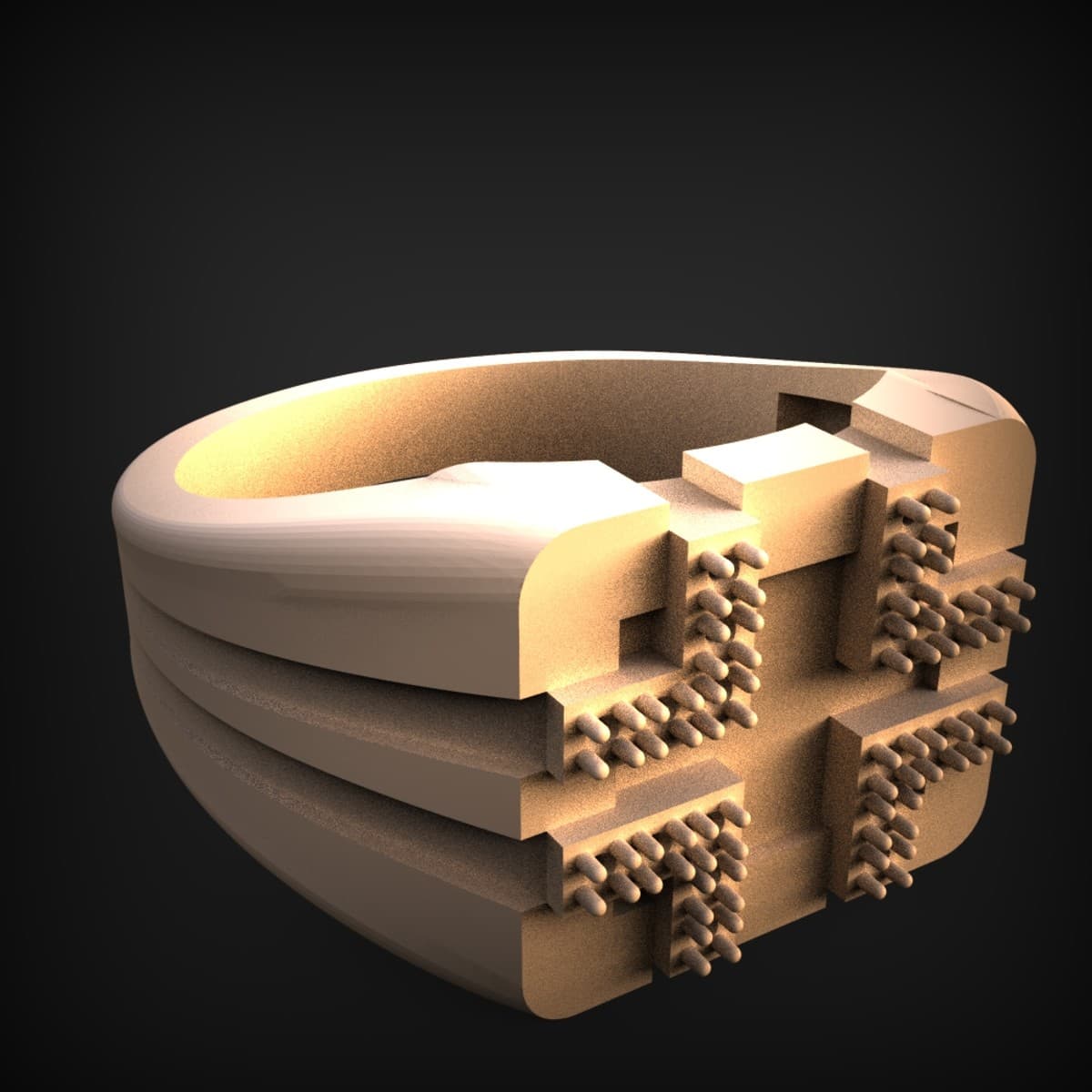 Woven-Stud Statement Signet Ring
