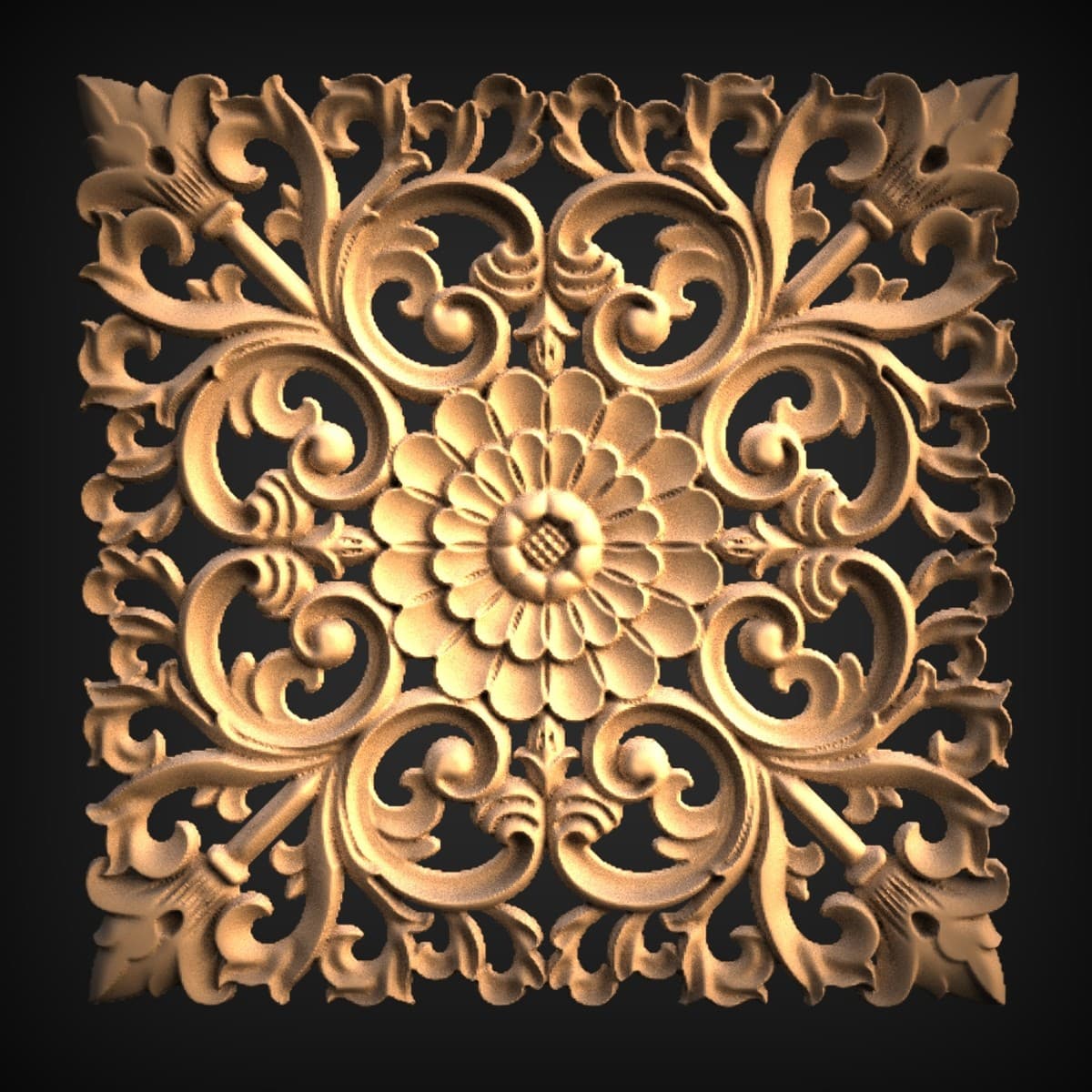 Rosette And Acanthus Square Panel